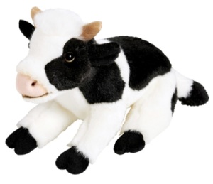Peluche Vache Noire et Blanche - 26 cm